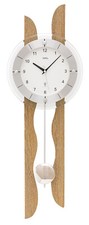 AMS 5239 Wanduhr mit Pendel Funkwanduhr Pendeluhr Holzgehäuse Eiche lackiert