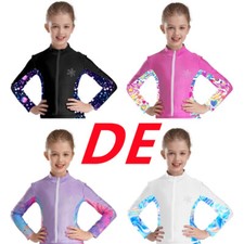 DE Mädchen Eiskunstlauf Mantel Sport Jacke Mit Strass Glitzer Trainingsjacke