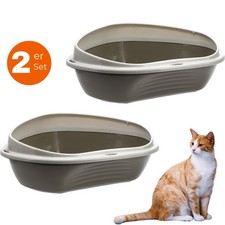 2er Set Katzenklo Ecke XXL Eck Katzentoilette Ecktoilette offen Katzen WC
