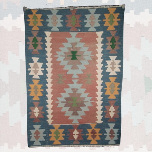 Vintage blau wolle kelim 3 - vintage,