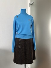 Dsquared2 Rollkragen Pullover Wollpullover Gr.S blau Applikationen Rolli Damen