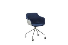 Brunner "crona light" Schalenstuhl Loungesessel weiß/blau auf Rollen, 0€ VERSAND