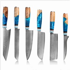 1-6tlg.Damastmesser Küchenmesser VG10 Damaststahl Allezweckmesser mit Harzgriff