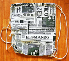 Stoff-Rucksack Turnbeutel Bag_Zeitungen international_gefüttert mit Innentasche_