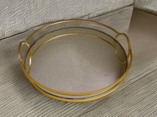 Spiegelplatte mit goldfarbener metallkontur 30x5 cm Dekotablett Spiegel-Tablett 