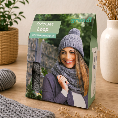 Strickset loop grau diy - loop, mit