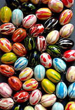 20 Holz Eier 2,5cm gedrechselt bemalt Osterstrauch Osterei Baumbehang Erzgebirge