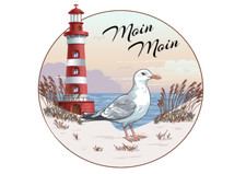 Möwe mit Leuchtturm Aufkleber