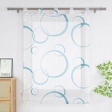 Transparent Raffrollo mit Schlaufen Kreise Raffgardine Küche Landhausstil Voile