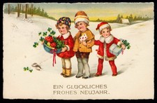 AK Neujahr: Drei Mädchen mit