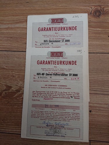 Ddr rft garantieurkurkunde - ddr,
