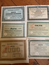 Banken und Versicherungen Aktien Lot 6 verschiedene alte Aktien Wertpapiere