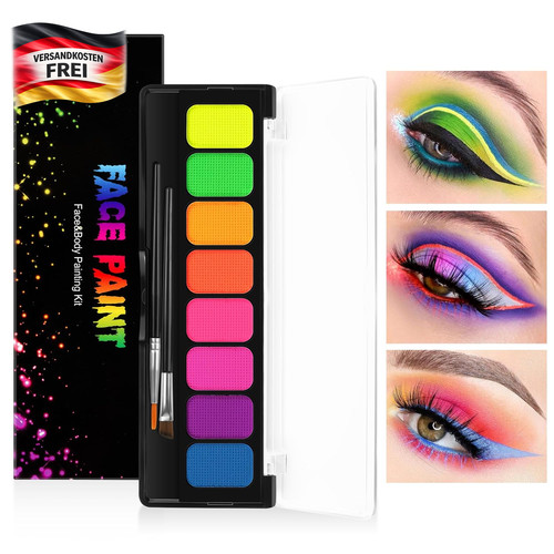 Neon face paint set farben - 8,