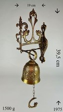 Antik Wandglocke Tür Glocke Haustürglocke mit Kettenzug und Putte Messing Robust