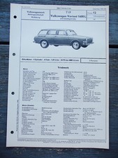 VW Typ 3 Variant 1600 L Schalter Prospekt VDA Typenblatt 12 148  12/69