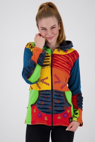 Damen patchwork fleece - fleece, jacke