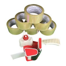 Handabroller + 6 Klebeband  Paketbandabroller Packbandabroller Abroller Packband