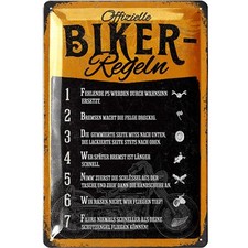 Retro Blechschild Biker-Regeln, Motorrad-Regeln, Geschenkidee Männer 20x30cm