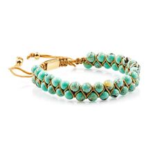 Doppelarmband Türkis Bracelet geflochten Perlenarmband 6mm Damen Herren