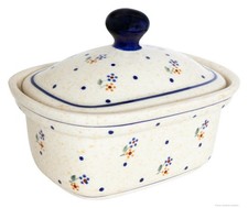 Bunzlauer Keramikdose mit Deckel für Margarine oder Butter (250g), Dekor 111