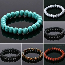 8MM KUGEL STEIN ARMBAND NATUR