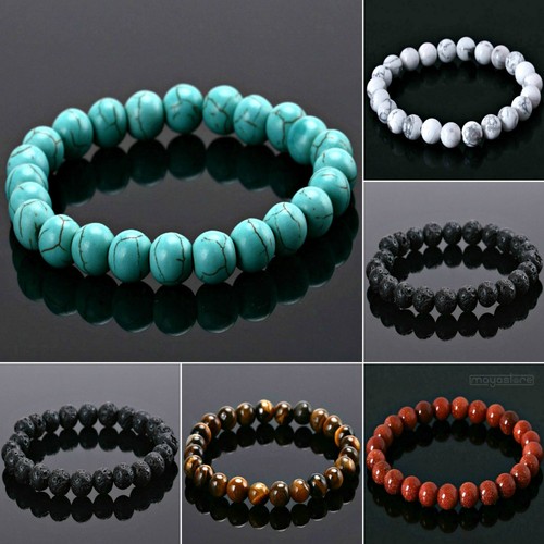 8mm kugel stein armband natur - 8mm,