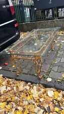 Tisch Couchtisch coffee table Beistelltisch Alt Deco mlt Glasplatte