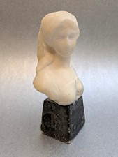 SKULPTUR  Damenbüste ALABASTER Marmorplinthe um 1900 JUGENDSTIL Frau Dame ANTIK