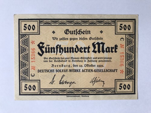 Notgeld bernburg 500 mark - 500,