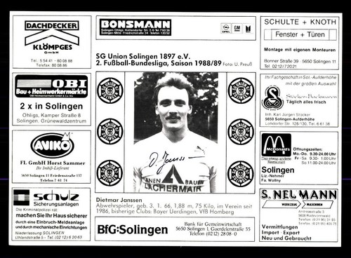 Dietmar janssen autogrammkarte - janssen,