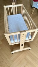 Babywiege/Schaukelwiege aus Holz 90x50 cm Braun mit Matratze Komplett Wiege