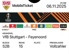 Europa League - 2 Tickets VfB Stuttgart vs. Feyenoord Rotterdam