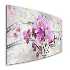BM Wanduhr 50 cm x 25 cm leises Uhrwerk Quarzuhrwerk 7869-1a Asien Orchideen