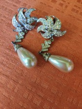 Tropfen Ohrclips Perle Strass