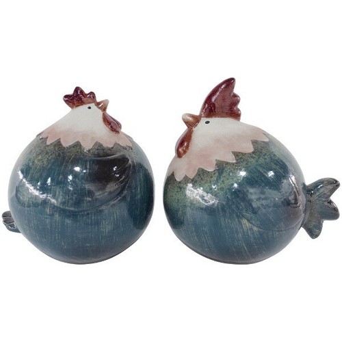 2er set deko - set, deko"hahn+huhn"blau