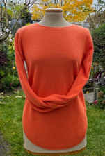 Damen 100% Kashmir Cashmere Pullover Rundkragen Größe 40 ( M) Orange Kuschelweic