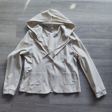 Blazer mit Kapuze, Hellbeige Wollweiß Gr. XXL