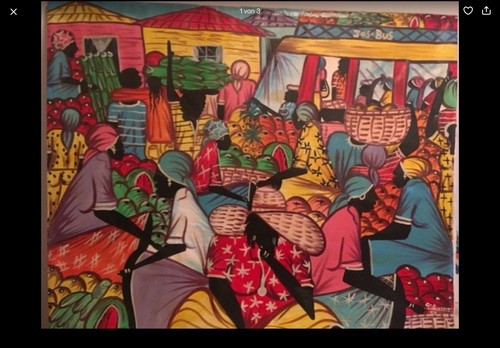 Acryl bild kunst marktszene - acryl,