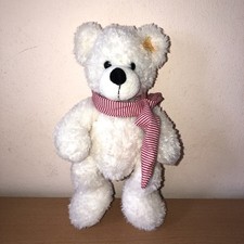 Steiff 111495 Teddybär Lotte ohne Tasche weiß mit Schal KuscheltierTOP Zustand 