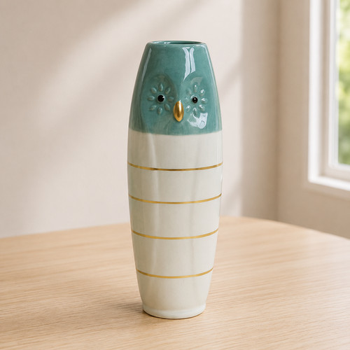 Vase eule aqua - vase,