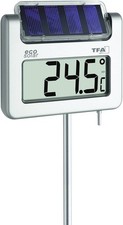 TFA Avenue Solar Garten-Thermometer Silber mit Solar-Beleuchtung Lichtsensor