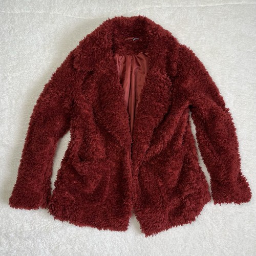 Burgundy faux fur teddy - faux,