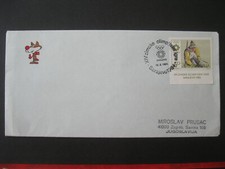 Briefmarke Brief Jugoslawien Olympische Winterspiele Sarajevo 1984 Vucko SoSt.