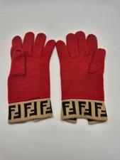 Fendi Damen Wollhandschuhe Rot