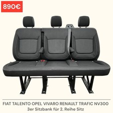 FIAT TALENTO OPEL VIVARO RENAULT TRAFIC NV300 3er Sitzbank für 2. Reihe Sitz
