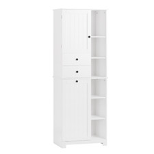 B-Waren Hochschrank mit ausklappbarem Wäschesack Badezimmer BZR104-W-bwaren