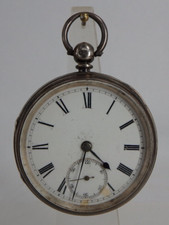 Englische Herrentaschenuhr London Jahrepunze Q Schlüsselaufzug Silber (101917)