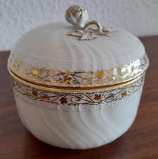 KPM Deckeldose Neuosier Rosenknauf Goldbordüre auf Deckel und Dose