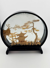 China Diorama hinter Glas - Korkschnitzerei - Glas beschädigt/O0017
