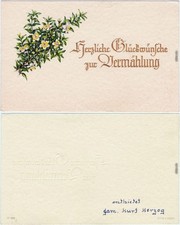 Herzliche Glückwünsche zur Vermählung Hochzeit, Goldschrift 1922 Goldrand